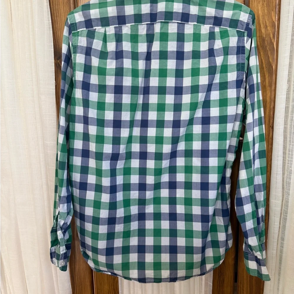 J Crew Green and Blue Plaid Button-Up Shirt